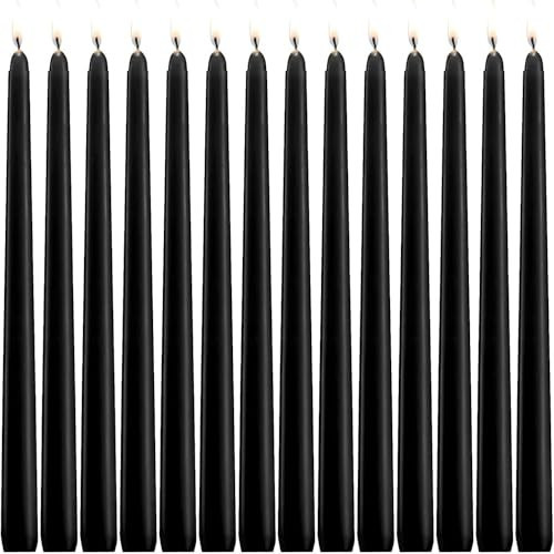 14-Pack 10-Inch Black Taper Candles | Unscented & Dripless | 7.5-Hour Burn for Weddings, Church Altars, Holiday Decor & Prayer Ceremonies | Amazon (US)