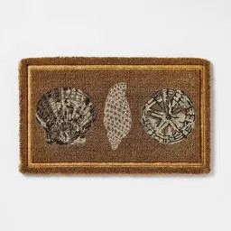 Embossed Seashells Coir Doormat Natural/Blue - Threshold™ designed with Studio McGee | Target