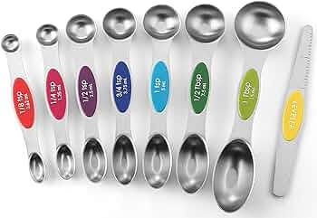 Spring Chef Magnetic Measuring Spoons Set, Dual Sided, Stainless Steel, Fits in Spice Jars, Multi... | Amazon (US)