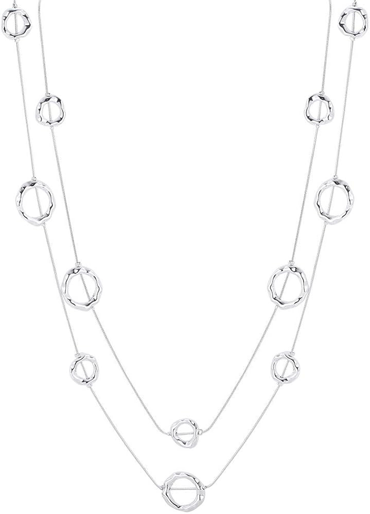 Silver Long Necklaces for Women Fashion Double Layered Sweater Chain Y Necklace with Gifts Box | Amazon (US)