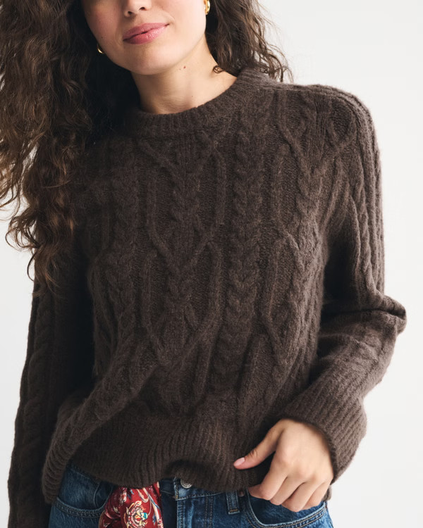 Women's The A&F Madeline Cable Crew Sweater | Women's Tops | Abercrombie.com | Abercrombie & Fitch (US)