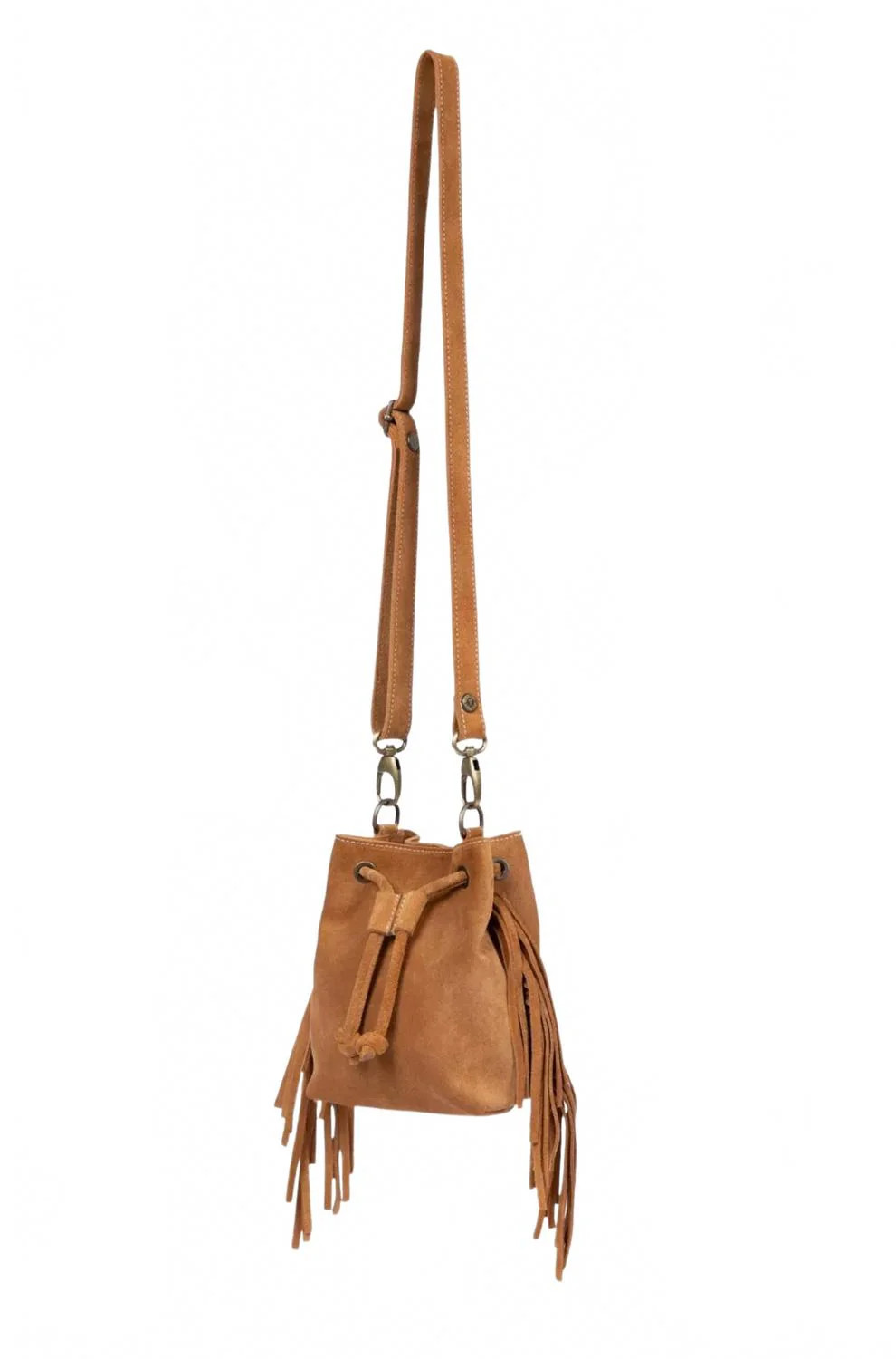 Women's Mini Fringe Suede Bag In Tan | Shop Simon