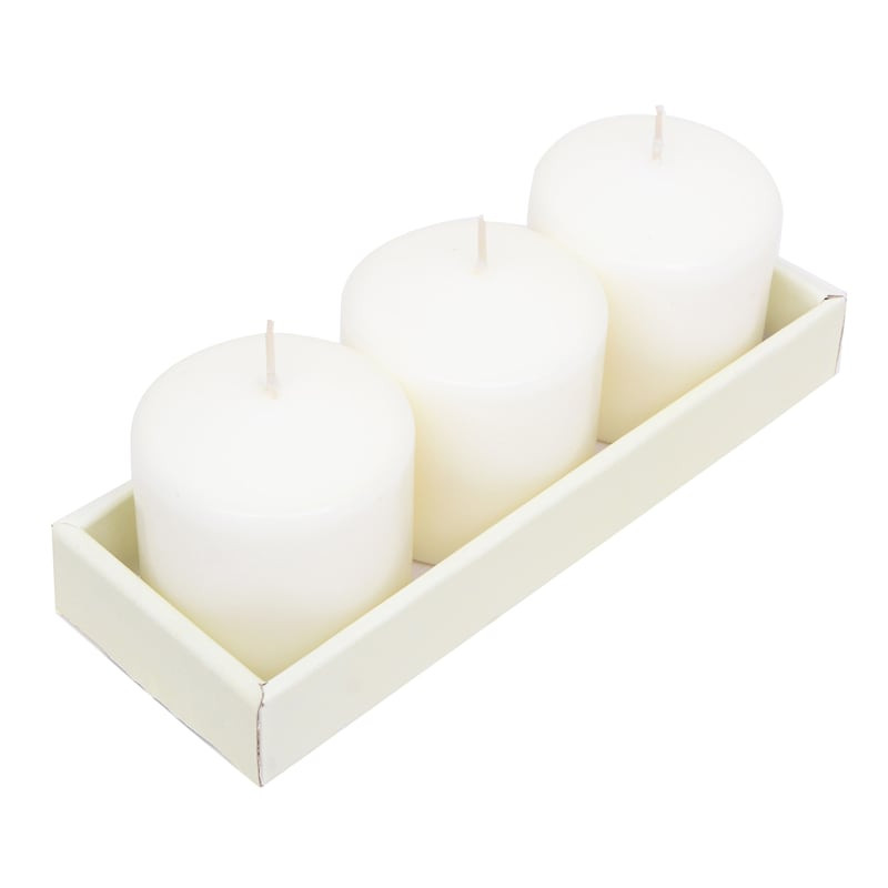 3-Pack Ivory Unscented Overdip Pillar Candles, 7.6" | At Home