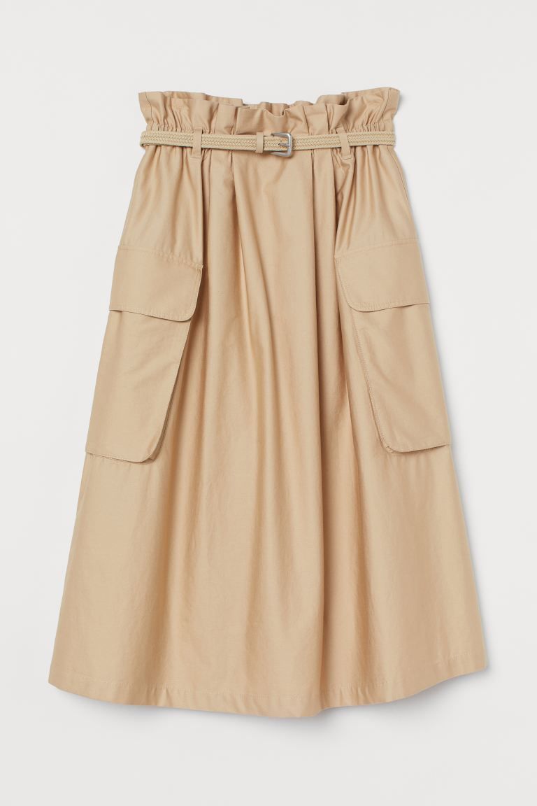 Cotton satin paper bag skirt | H&M (UK, MY, IN, SG, PH, TW, HK)
