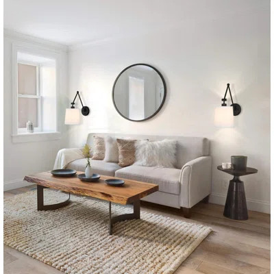 Modern Wall Sconces Set Of 2, Matte Black Metal With Fabric Shades, Plug-In Or Hardwired, With On/Off Switch For Bedroom, Living Room | Wayfair North America