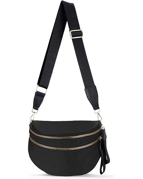 Spacious Nylon Crossbody Bag Bum Bag Handbags Wallets Purses Trendy Shoulder Bag for Women | Amazon (US)