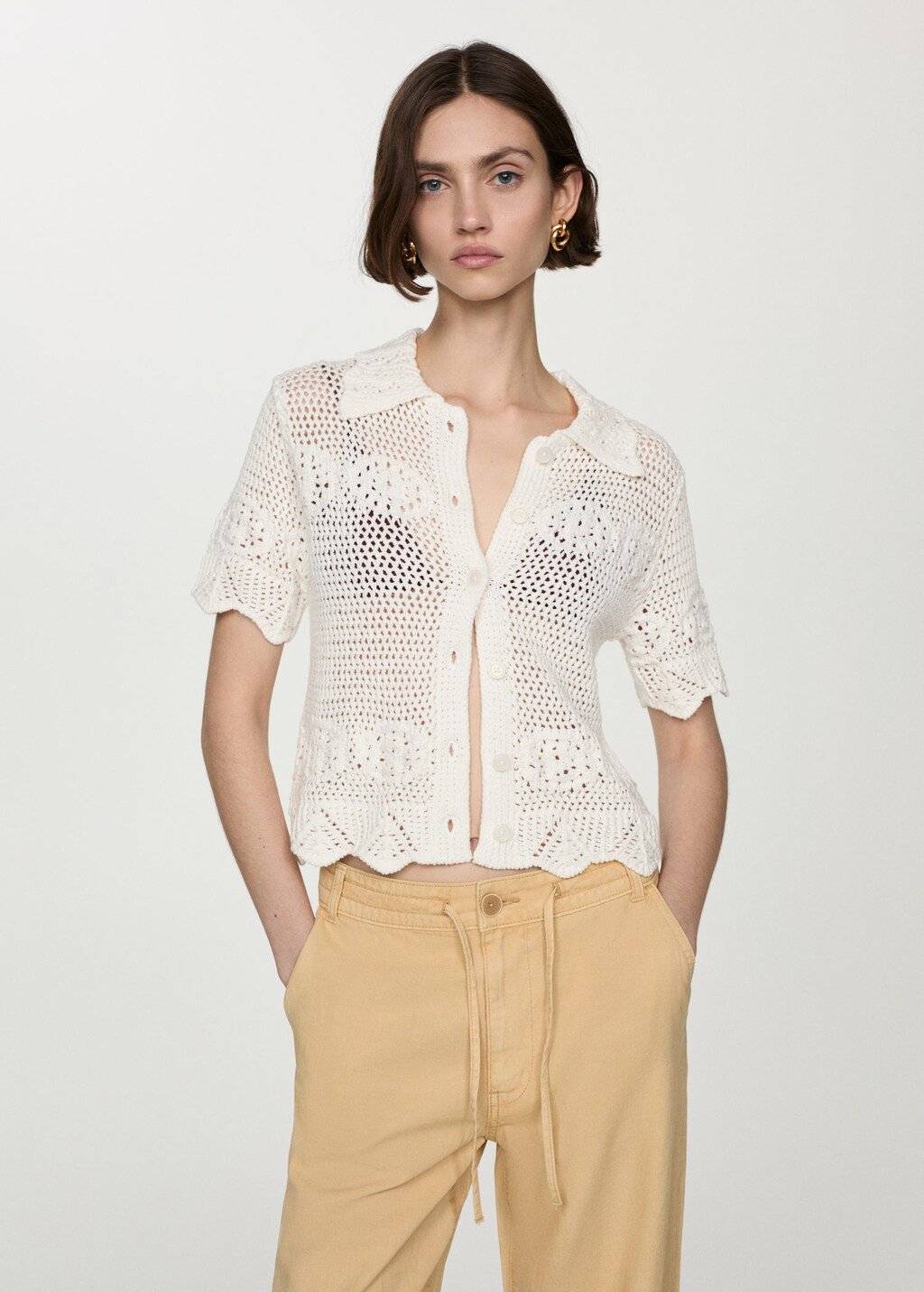 Crochet knit cardigan -  Women | Mango United Kingdom | MANGO (UK)