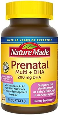 Nature Made Prenatal Multivitamin + 200 mg DHA Softgels with Folic Acid, Iodine and Zinc, 60 Coun... | Amazon (US)