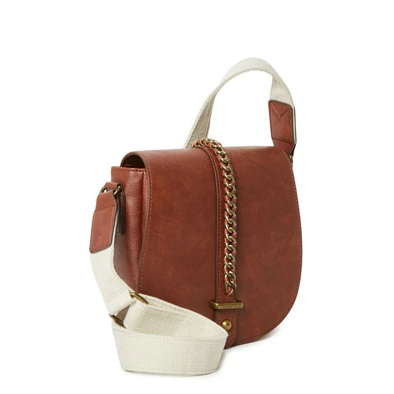 Time and Tru Women's Faux Leather Emery Crossbody Handbag Brown - Walmart.com | Walmart (US)