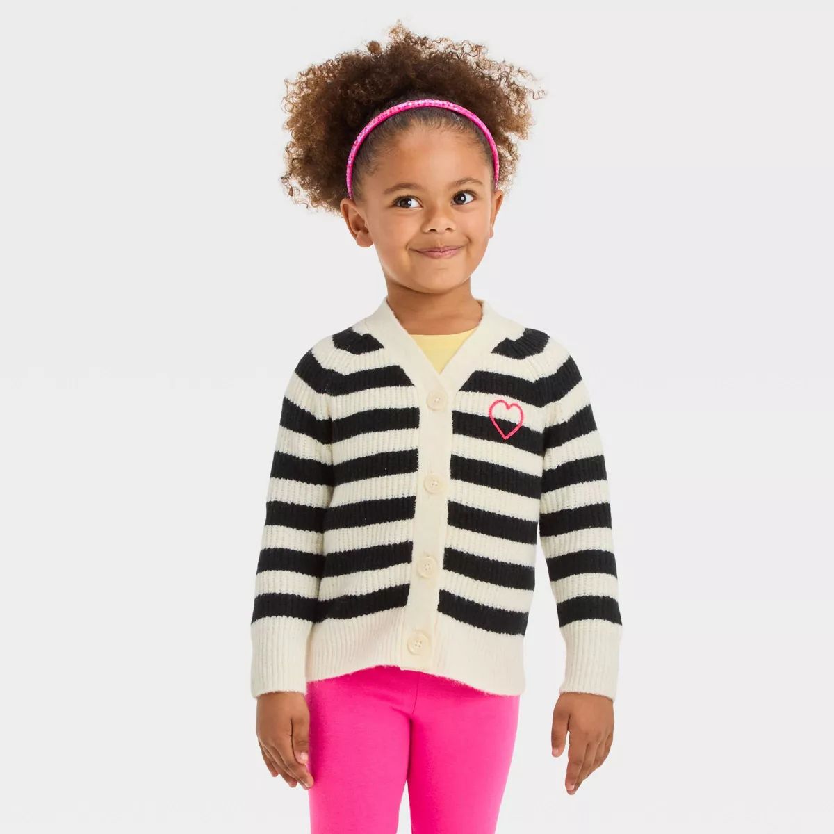 Toddler Girls' Striped Cardigan - Cat & Jack™ Black | Target