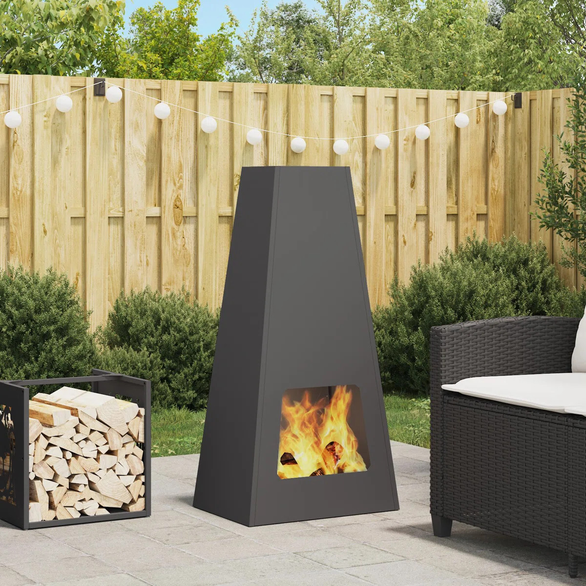 vidaXL Fire Pit Black 19.69 x 13.78 x 39.37 in Steel | Wayfair North America