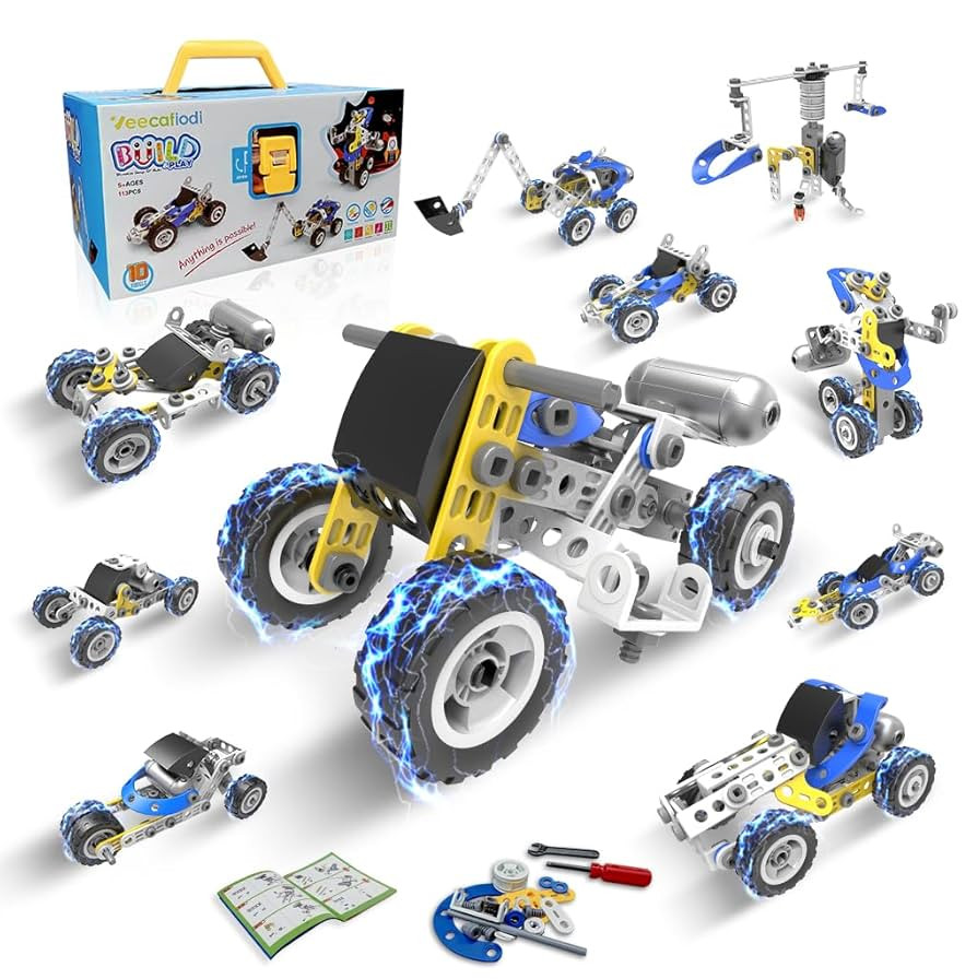 STEM Toys for 5 6 7 8+ Year Old Boy, 10 in 1 Electric Building Toys for Kids Ages 4-8 5-7 6-8, Ed... | Amazon (US)