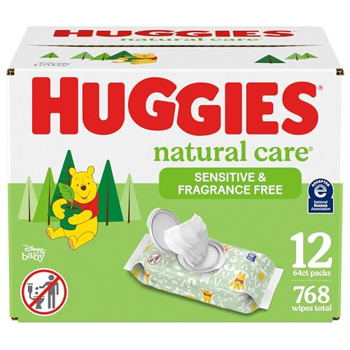 Huggies Natural Care Sensitive Baby Wipes, Unscented, Hypoallergenic, 99% Purified Water, 12 Flip-Top Packs (768 Wipes Total), Packaging May Vary | Amazon (US)