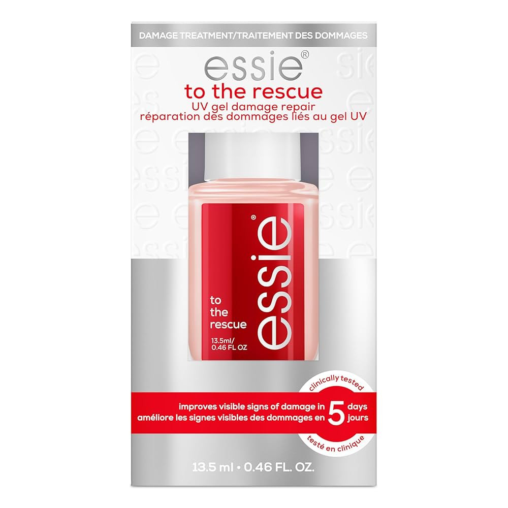 essie nail care, UV gel damage repair treatment, to the rescue nail repair base coat, 0.46 fl oz | Amazon (US)