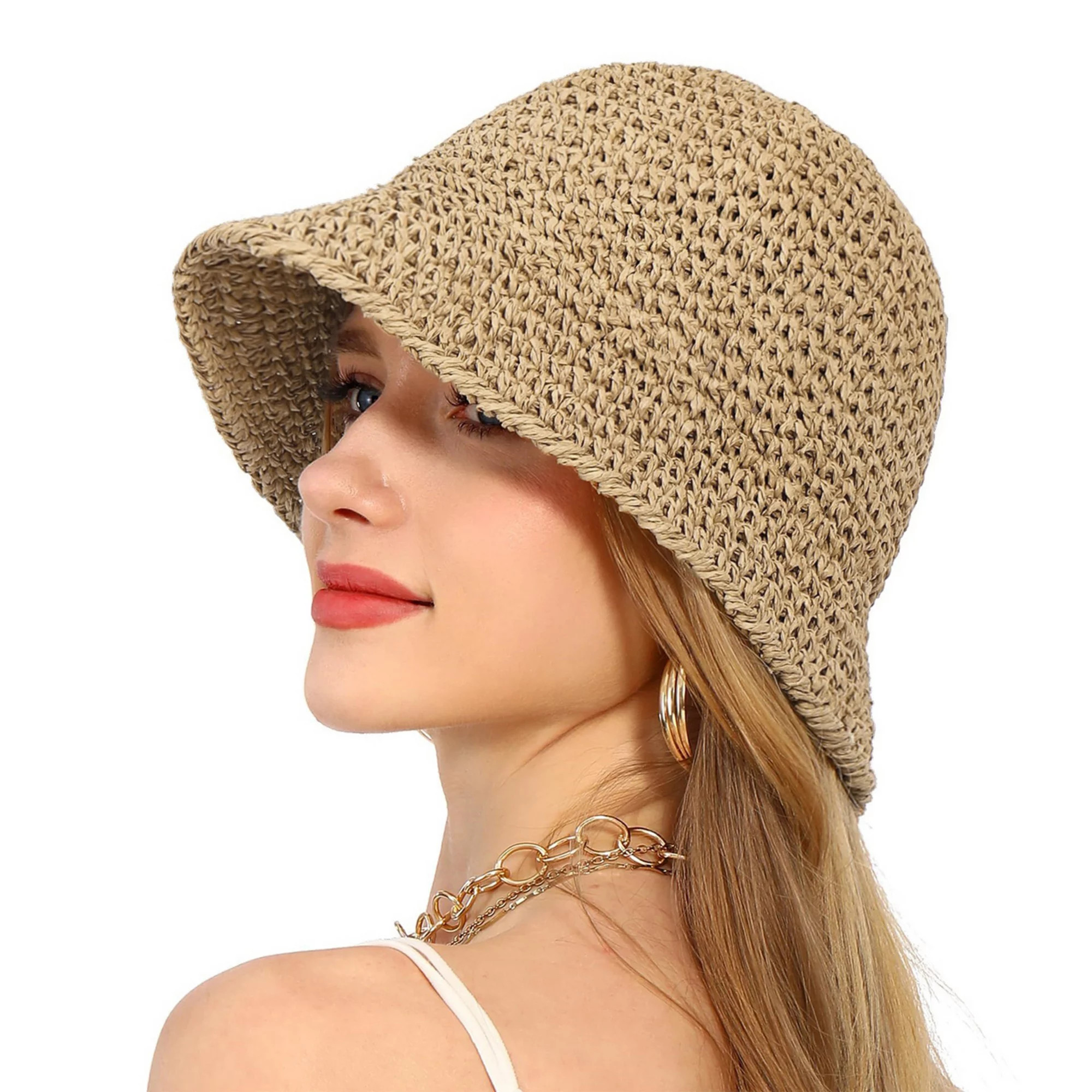 Women's Crochet Raffia Bucket Hat Foldable Wide Brim Sun Hat for Stylish Summer Protection | Kohl's