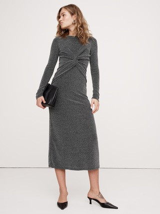 Sparkle Jersey Knit Twist-Front Maxi Dress | Banana Republic (US)