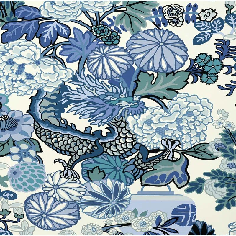 Chiang Mai Dragon Floral Wallpaper Roll | Wayfair North America