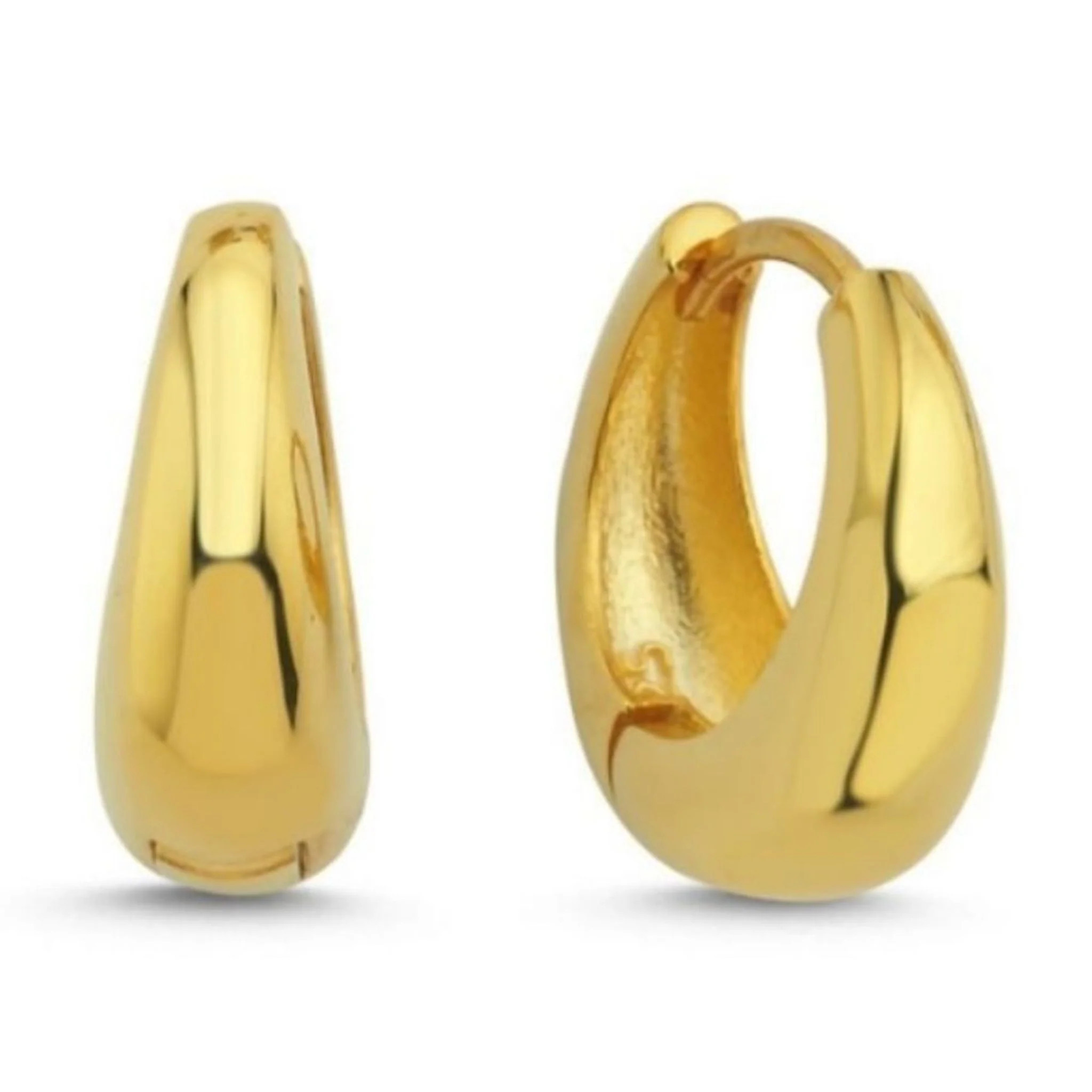 Chunky Huggie Hoop Earrings | Gold One Size | DOORS NYC