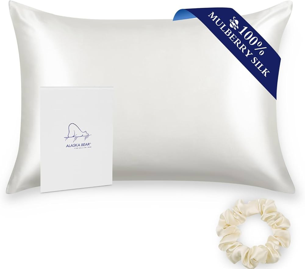 ALASKA BEAR 100% Mulberry Silk Pillowcase for Hair and Skin Health, Hypoallergenic, Standard Size... | Amazon (UK)