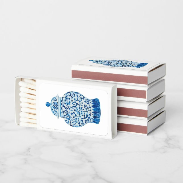 Blue Chinoiserie Ginger Jar Jars Matchboxes | Zazzle