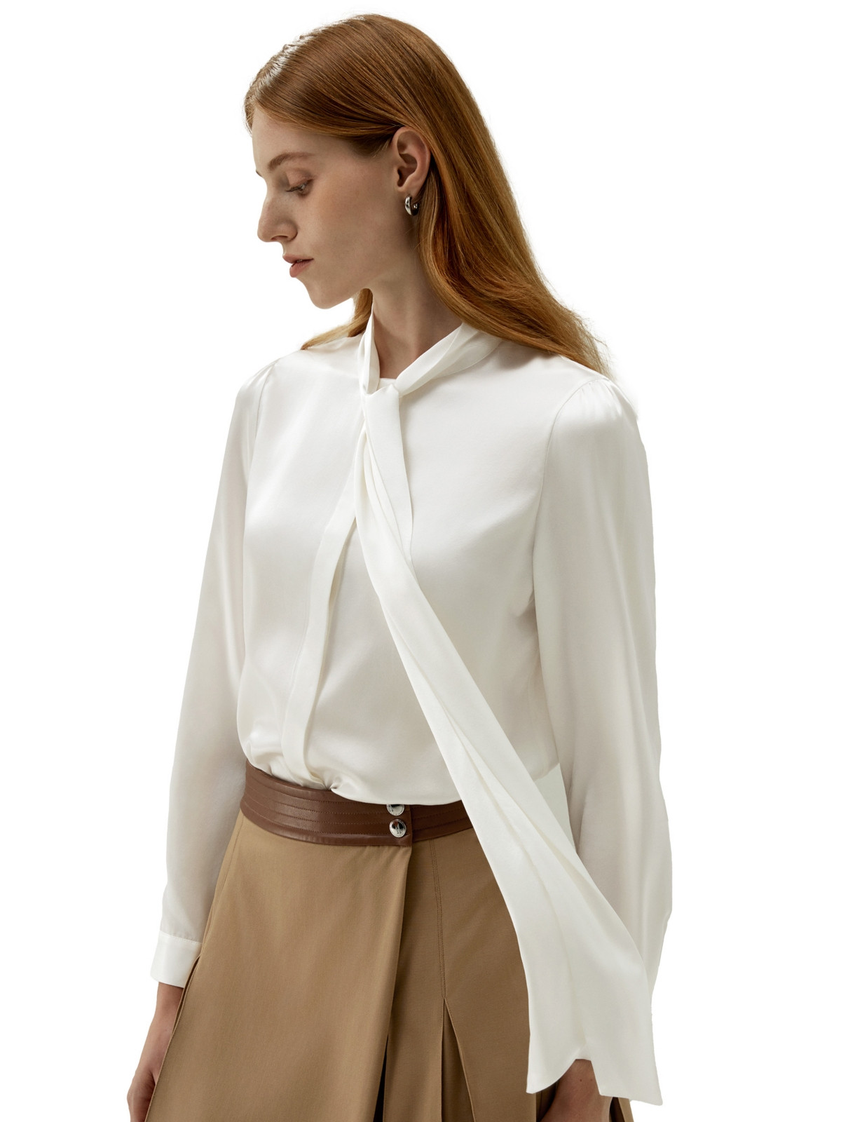 Lilysilk Women's Bow-tie Neck Silk Blouse - Natural White | Macy's