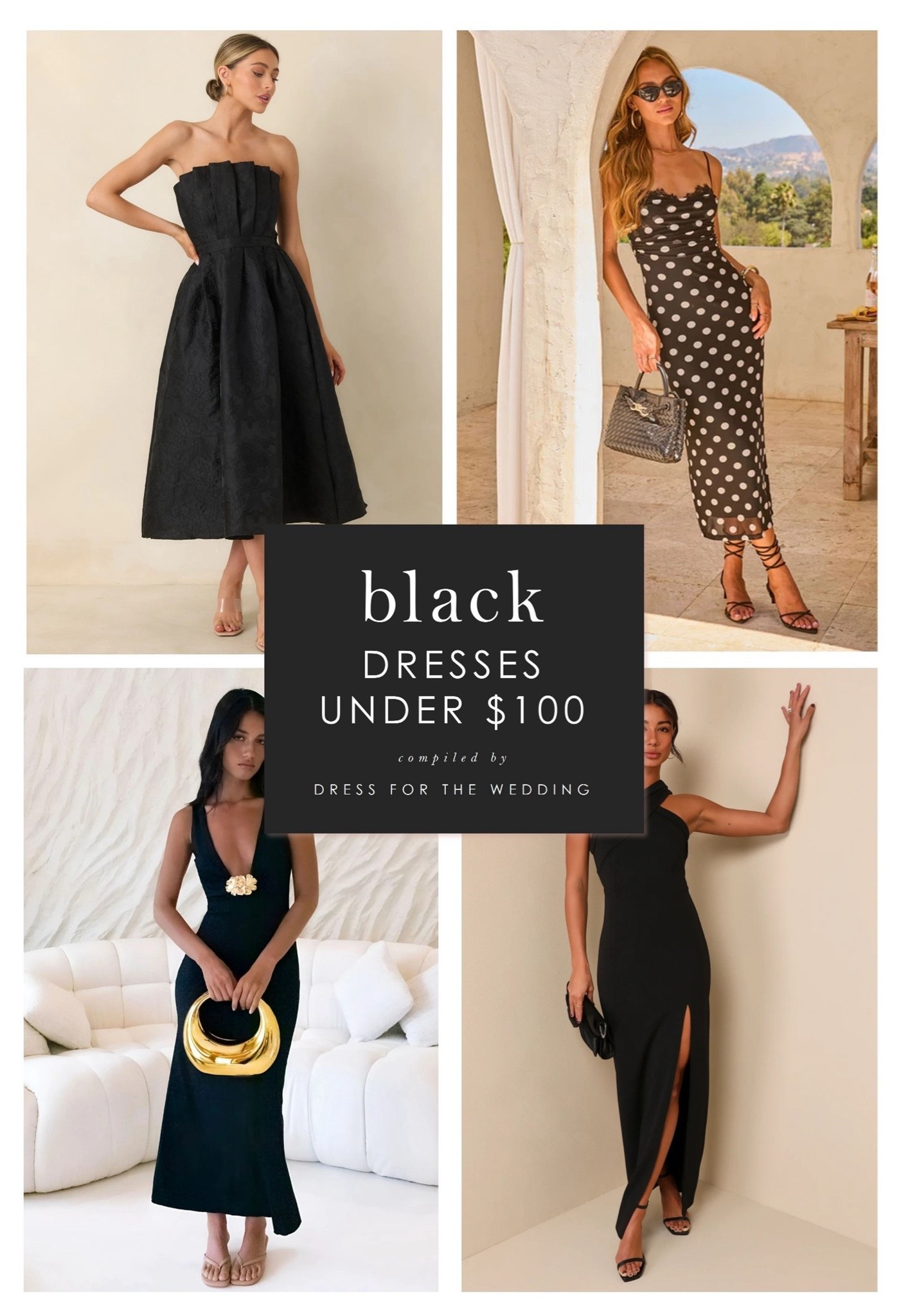 Black dresses for weddings under $100. Affordable black dresses for wedding guests and bridesmaids. Dresses from @Lulus @VICI  @Hello Molly and @Red Dress

#LTKgrwm #LTKWedding #LTKootd