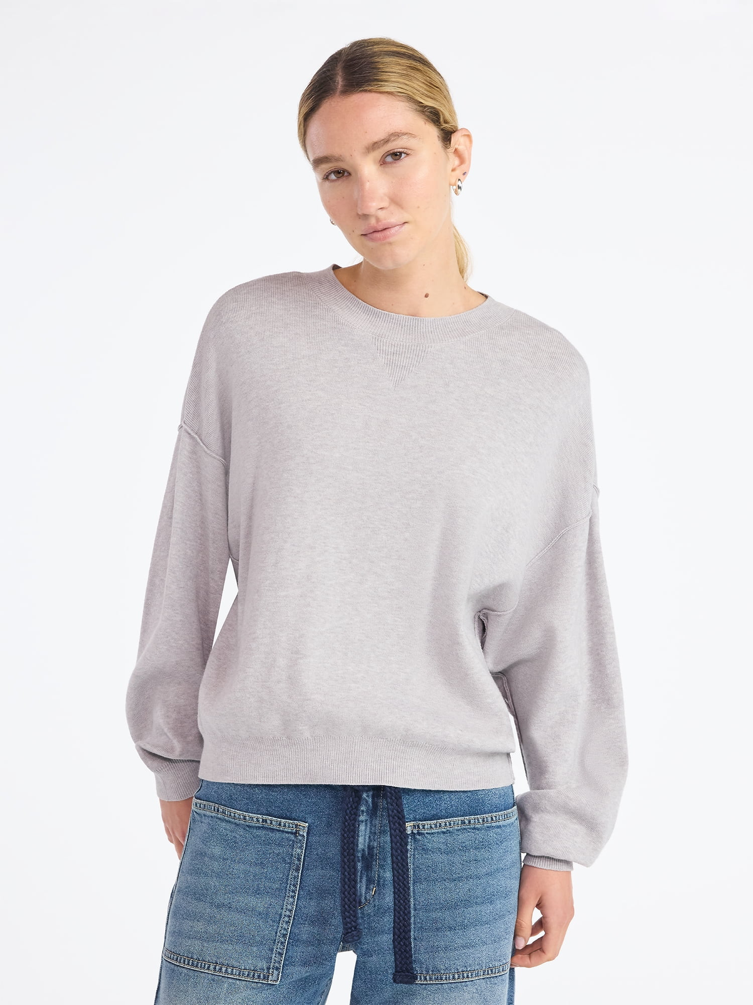 Scoop Women's and Women's Plus Oversized Crewneck Sweater, Lightweight, Sizes XS-4X | Walmart (US)
