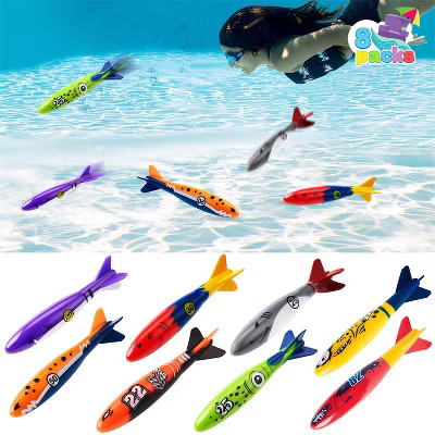 Joyfy 8 Pcs Diving Pool Toys, Shark Underwater Diving Toys, Colorful Swimming Pool Toys Game for Kids Summer Swim Dive Training Water Fun Pool Games | Target