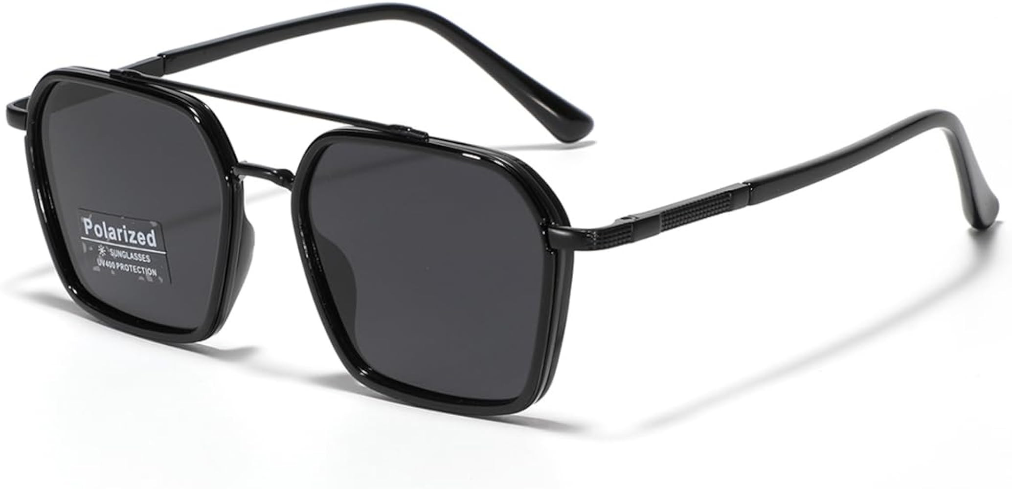 Metal Square Frame Sunglasses Big Tr90 Double Bridge Polarized Sun Glasses TAC Lens Unisex Glasse... | Amazon (US)