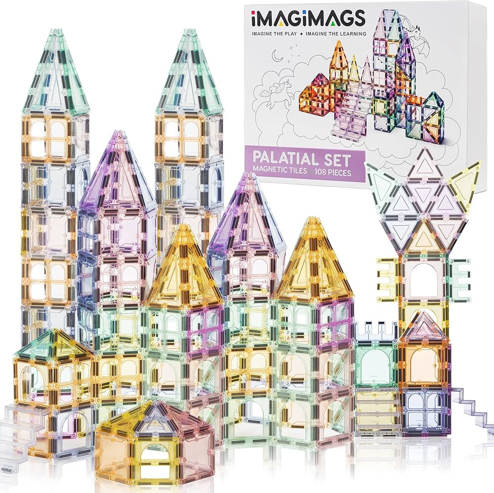 Magnetic Building Tiles, 108 Piece Palatial Set for Boys Girls Kids, Pastel Magnetic Tiles Activi... | Amazon (US)