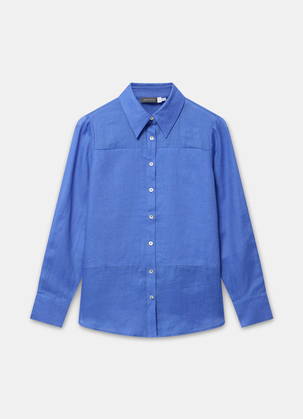 Blue Linen Blend Shirt | Mint Velvet