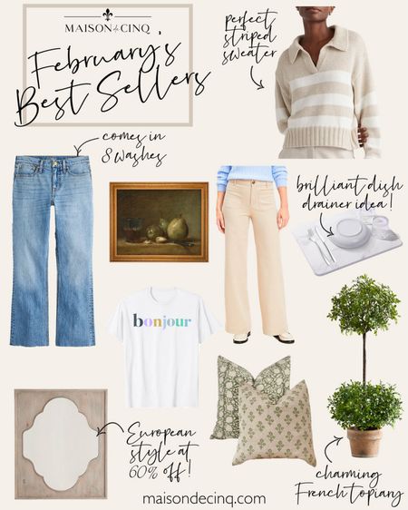 Last month’s best sellers are so good! Best cropped jeans, European style mirror half off, cutest topiaries, throw pillows and art for spring, and more!

#springdecor #springoutfit #homedecor #walldecor #sweater #pants 

#LTKover40 #LTKfindsunder50 #LTKhome