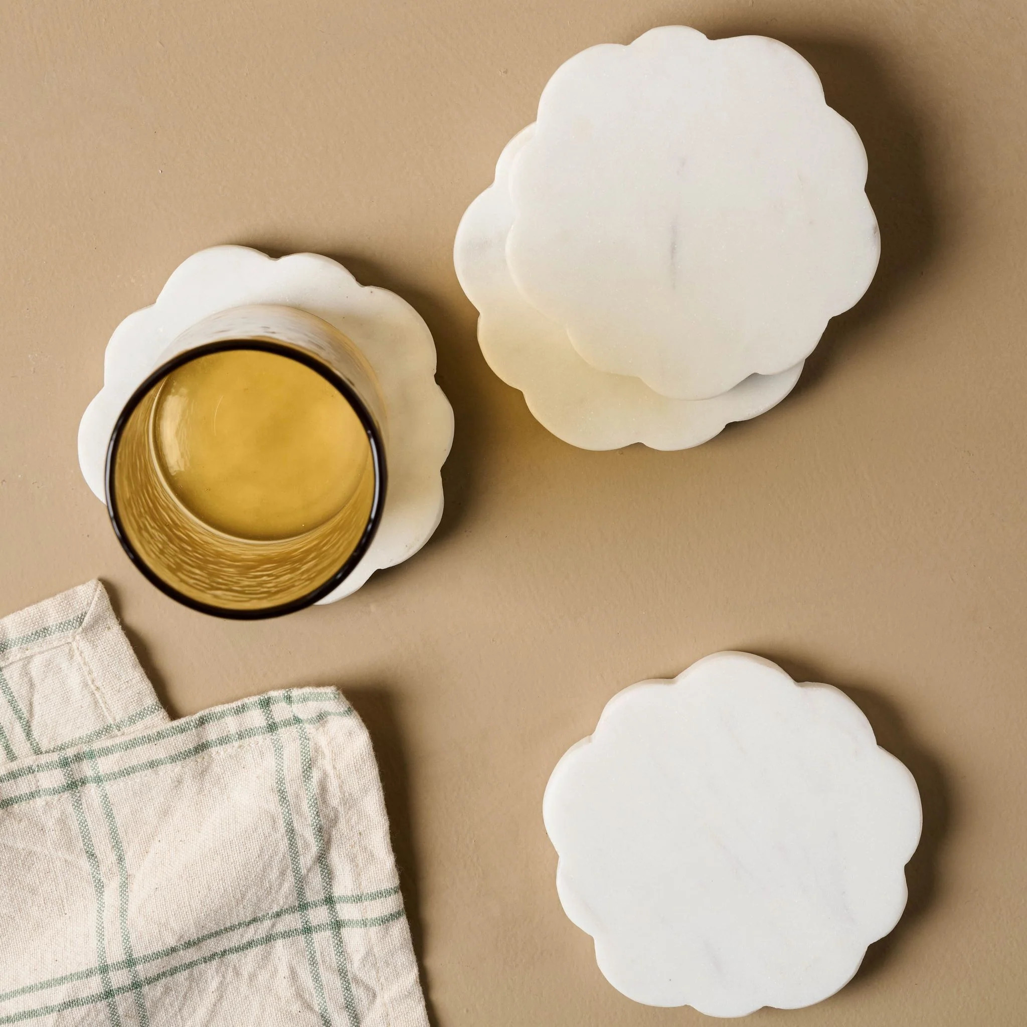 White Marble Scalloped Coaster Set | Magnolia