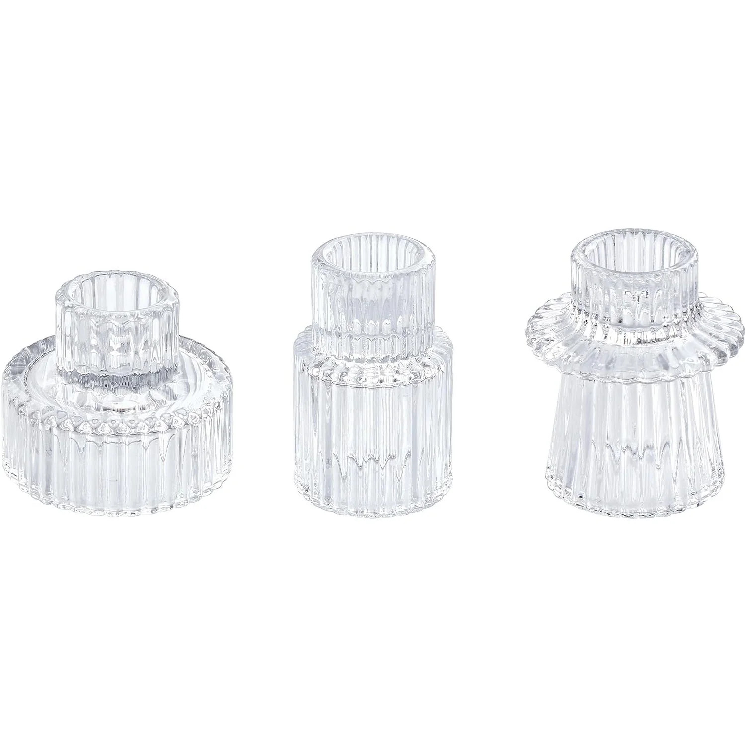 HofferRuffer Set of 3 Taper Glass Candlestick Holders Tealight Candle Holders for Table Centerpie... | Walmart (US)