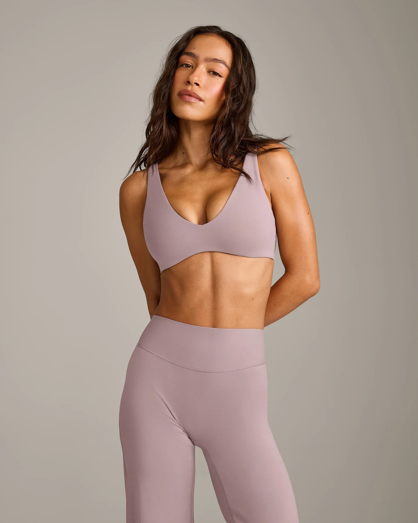 SoftMotion\u2122 Scoop Back Bralette with White Logo 
 Dusty Purple | Oner Active (UK / US)