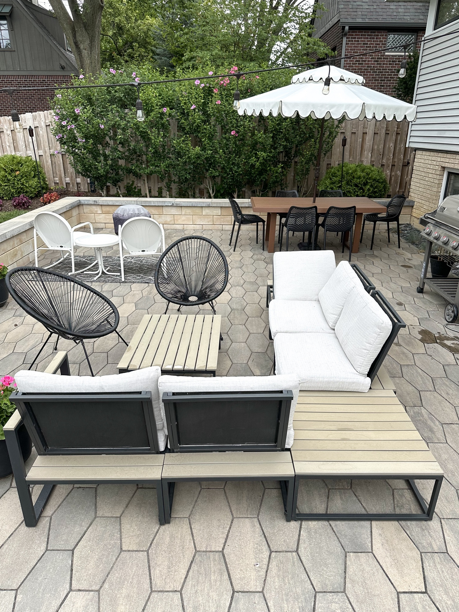 Outdoor Patio
furniture | dining table | umbrella | chairs | rug | home | Midcentury modern 

#LTKSaleAlert #LTKSummerSales #LTKHome