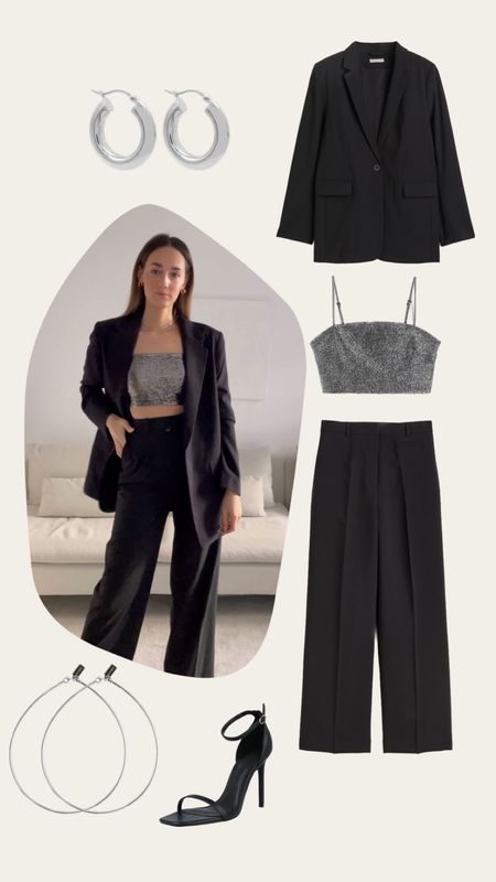 Festive look with blazer, wide leg trousers and glittery crop top 🖤

#festive look #festlicher look #blazer outfit #christmaslook #new years eve outfit #silvesterlook #chic look #elegant outfit #party outfit

#LTKstyletip #LTKeurope #LTKSeasonal