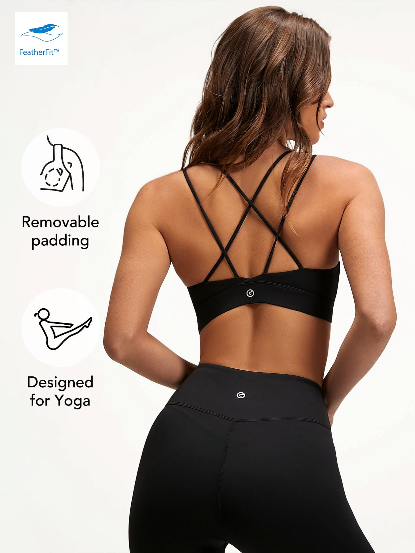 GLOWMODE FeatherFit™ Strappy Back Sports Bra
   SKU: st2109160777726024      
          (1331 R... | SHEIN