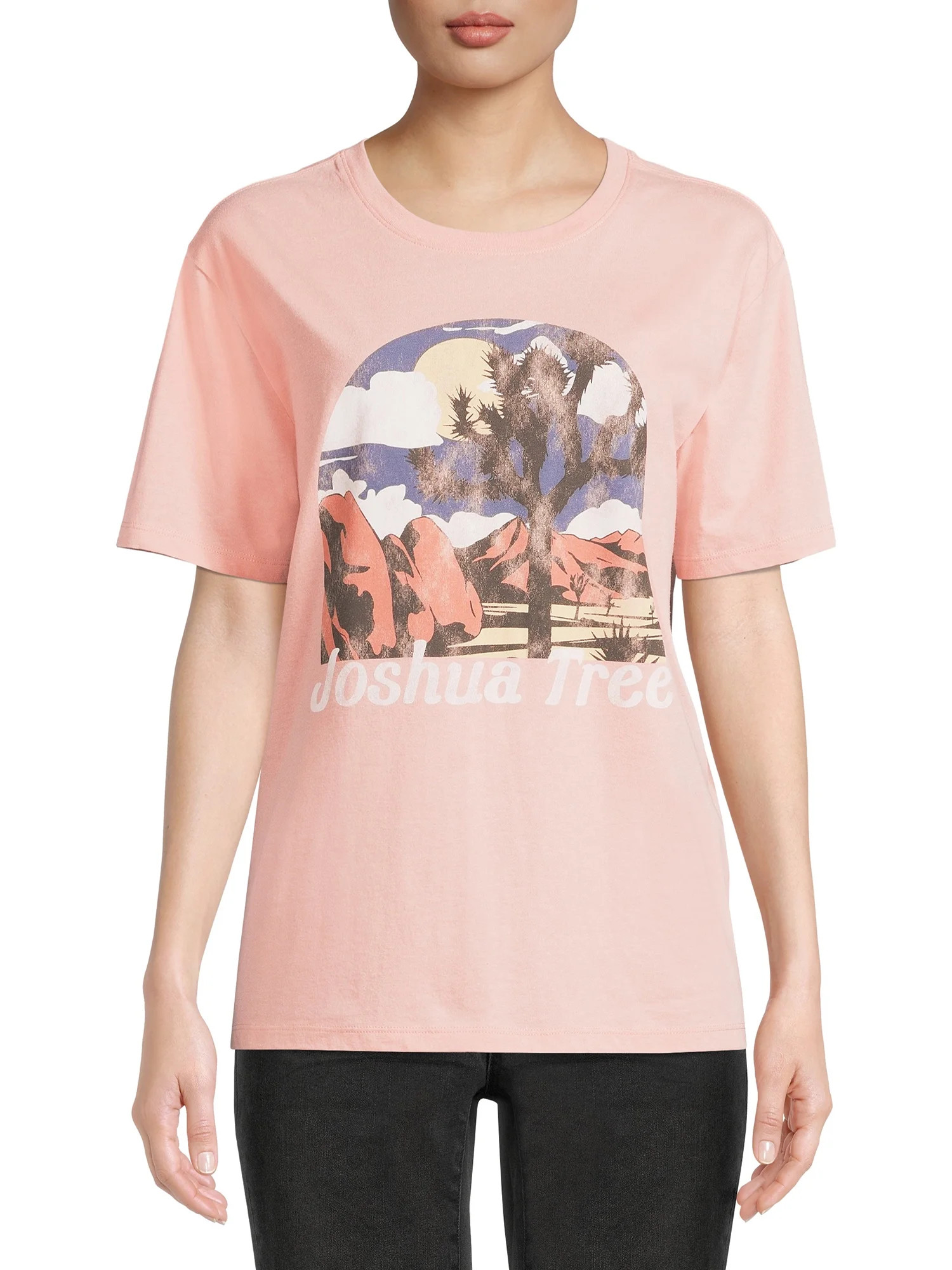 Time and Tru Women's Joshua Tree Frame Graphic Short Sleeve Tee | Walmart (US)