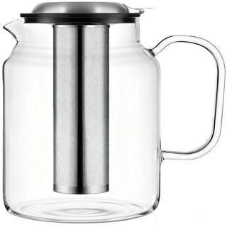 10-Cup Glass Teapot with Stainless Steel Removable Infuser, Ideal for Brewing Loose Leaf and Blooming Tea | The Home Depot