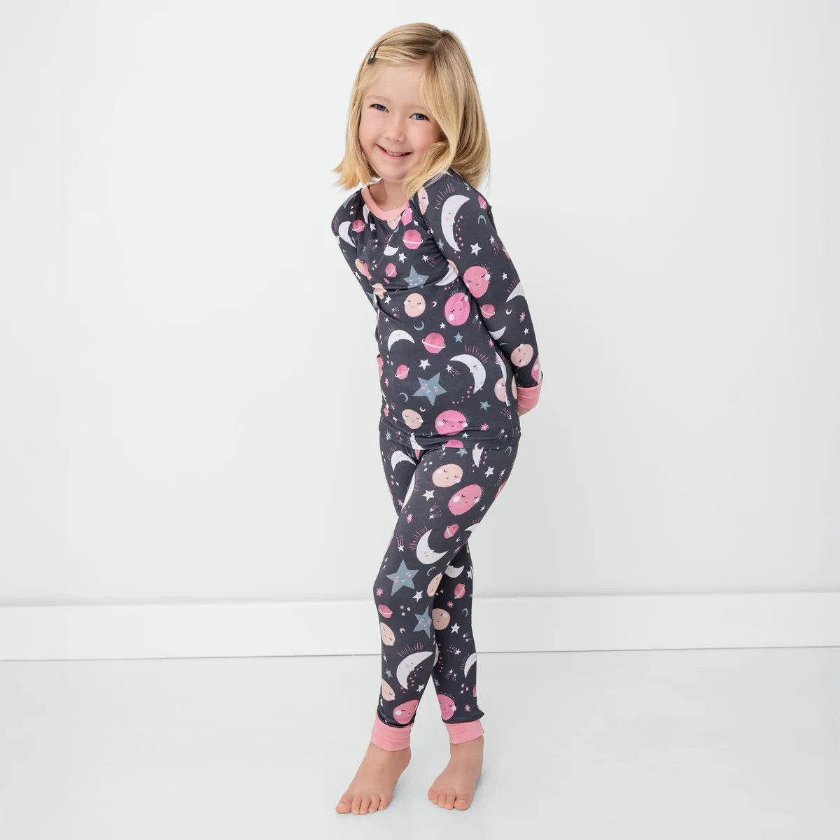 Pink To the Moon & Back Two-Piece Pajama Set | Little Sleepies