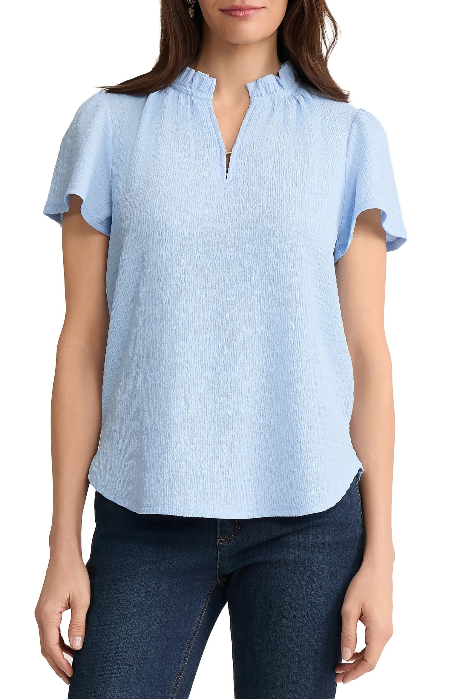 Crinkle Flutter Sleeve Top (Women) | Nordstrom | Nordstrom