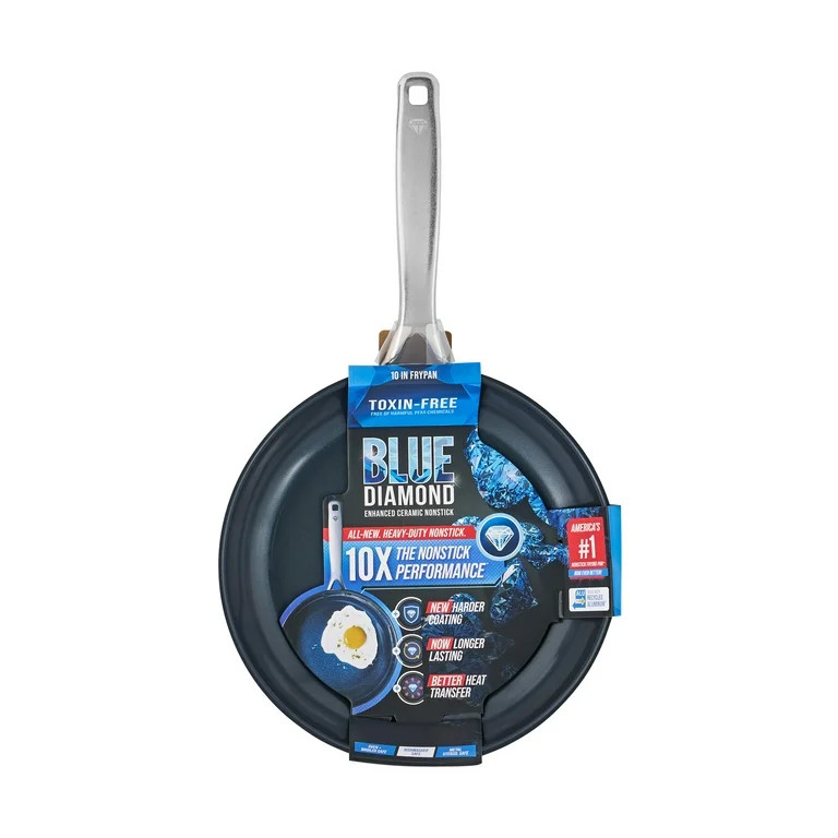 Blue Diamond Toxin Free Ceramic Nonstick Safe Open Frypan/Skillet, 10" | Walmart (US)