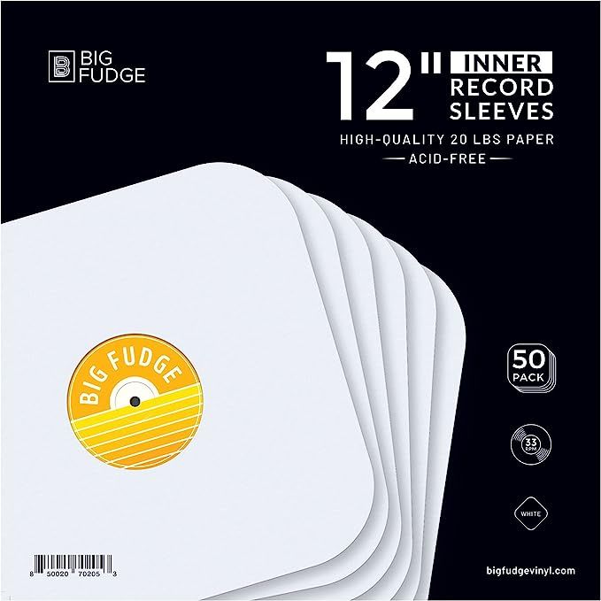 BIG FUDGE Vinyl Record Inner Sleeves 12" 50x | Made from bright white heavyweight paper & Acid-Fr... | Amazon (US)
