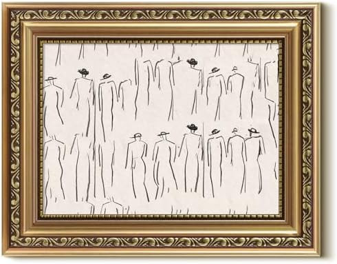 VIYYIEA Gold Framed Wall Art, Crowded People Canvas Print Home Decor Vintage Art Painting Picture... | Amazon (US)