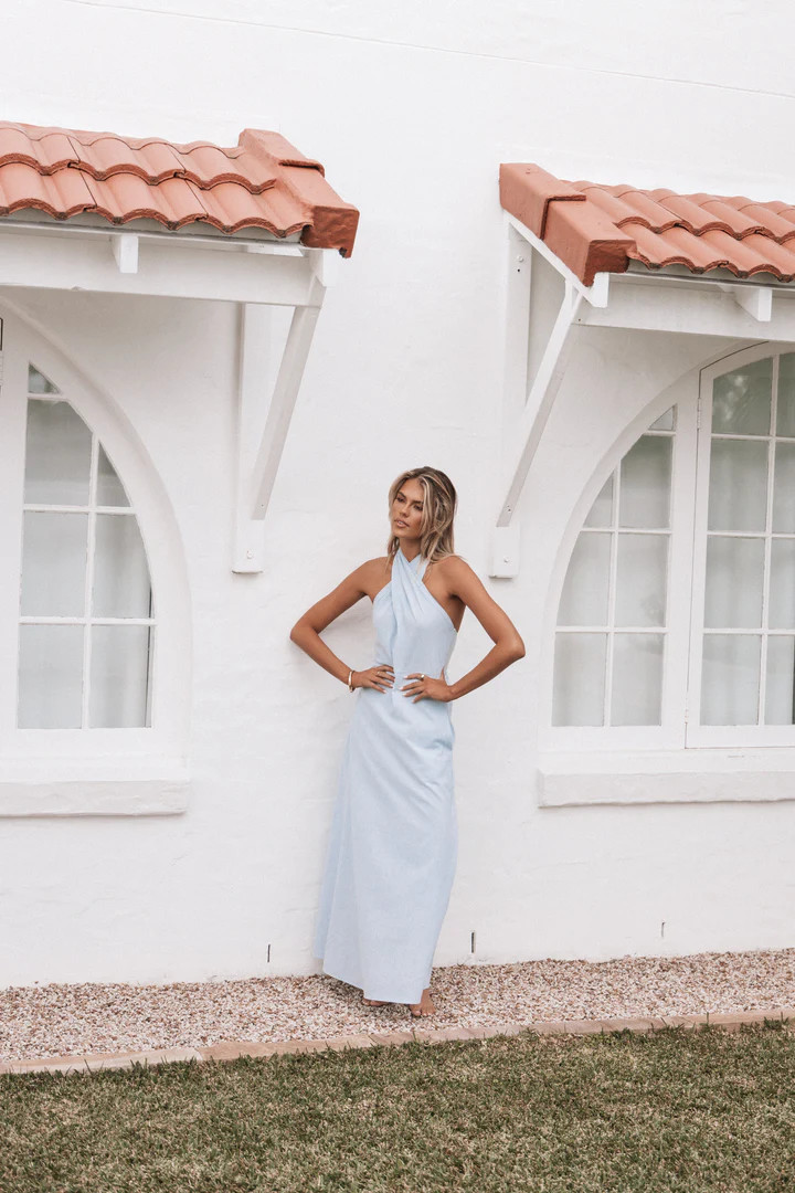Betsy Halterneck Maxi Dress - Pale Blue | Petal & Pup (US)