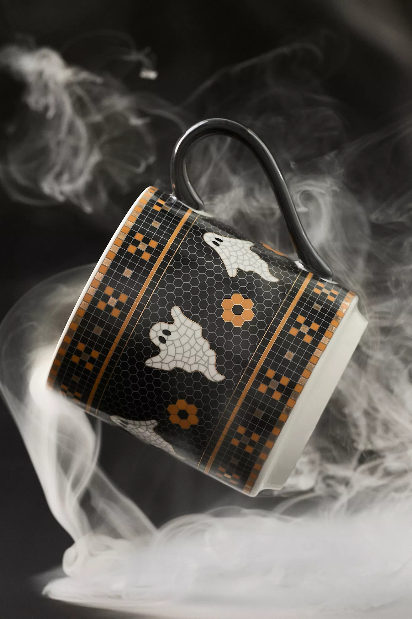 Bistro Tile Stoneware 24k Gold Accent Halloween Mug | Anthropologie (US)
