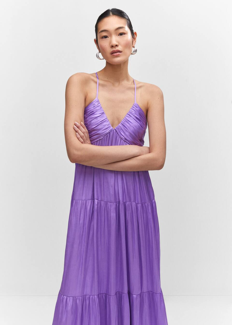 Ruched satin dress -  Women | Mango USA | MANGO (US)