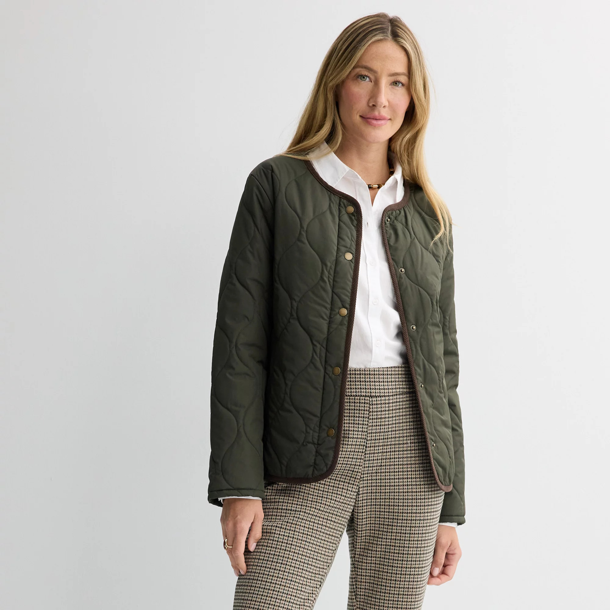 Women's Croft & Barrow® Quilted Jacket, Size: Medium, Langdon Green | Kohl's
