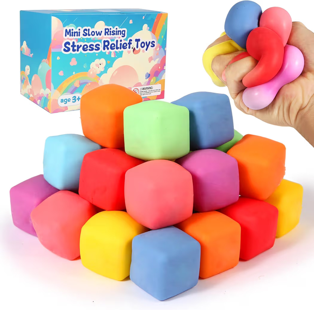24 Pack Slow Rising Stress Cube , Dough Stress Balls Soft Fidget Squishy Toys for Anxiety Relief,... | Amazon (US)